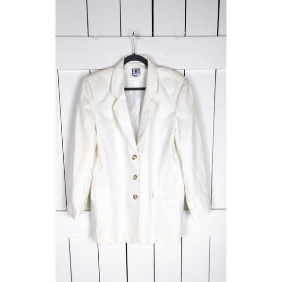 JRT by Newport News ivory linen blazer jacket / boxy blazer jacket / 16 - Picture 3 of 6